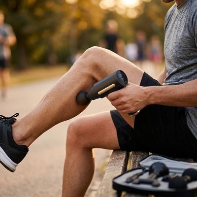 decontraction musculaire mollet avec pistolet de massage