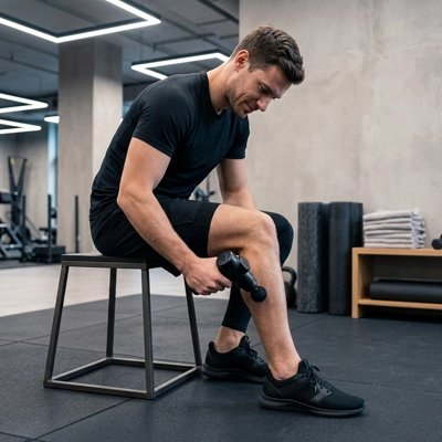 decrassage mollet apres sport avec pistolet massage