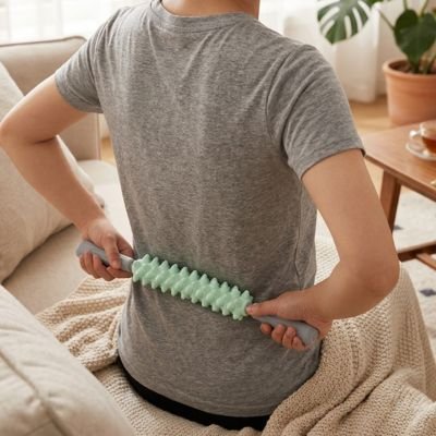 femme-massant tibia avec foam roller