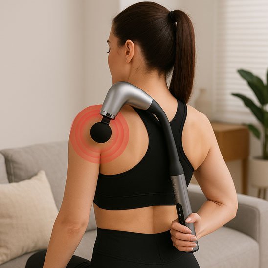 massage omoplate avec pistolet de massage