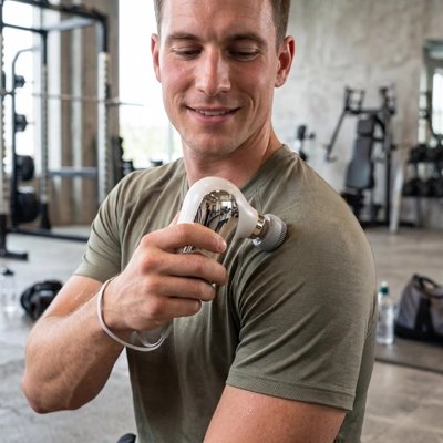 recuperation apres sport epaule avec pistolet masseur