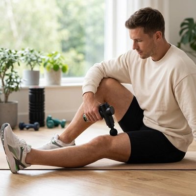 recuperation genou avec pistolet massant