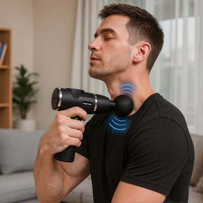 recuperation musculaire douce cou avec pistolet massage