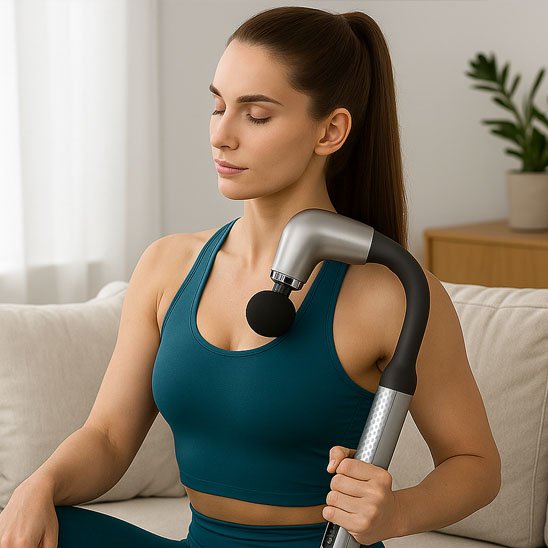 recuperation musculaire sobre avec pistolet de massage