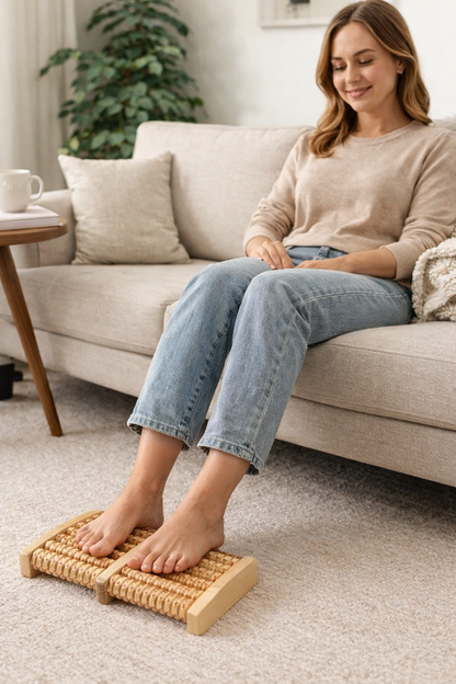 relaxation avec rouleau de massage pied